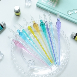 New Arrival Trendy Colorful Transparent Glass Dip Pen Ideal for Signature Student Use and Perfect as a Gift Pen
