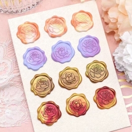 Mixed Color Wax Seal Stickers with Rose Design for Wedding Invitations Letter Seals Custom Envelope Stickers