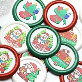 Christmas Wax Seal Stickers with Santa Claus Snowman Gifts Design for Holiday Cards and Gift Wrapping