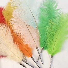 Feather Quill Pen Ballpoint Pen with Gold Sliver Detailing for Weddings and Custom Signatures